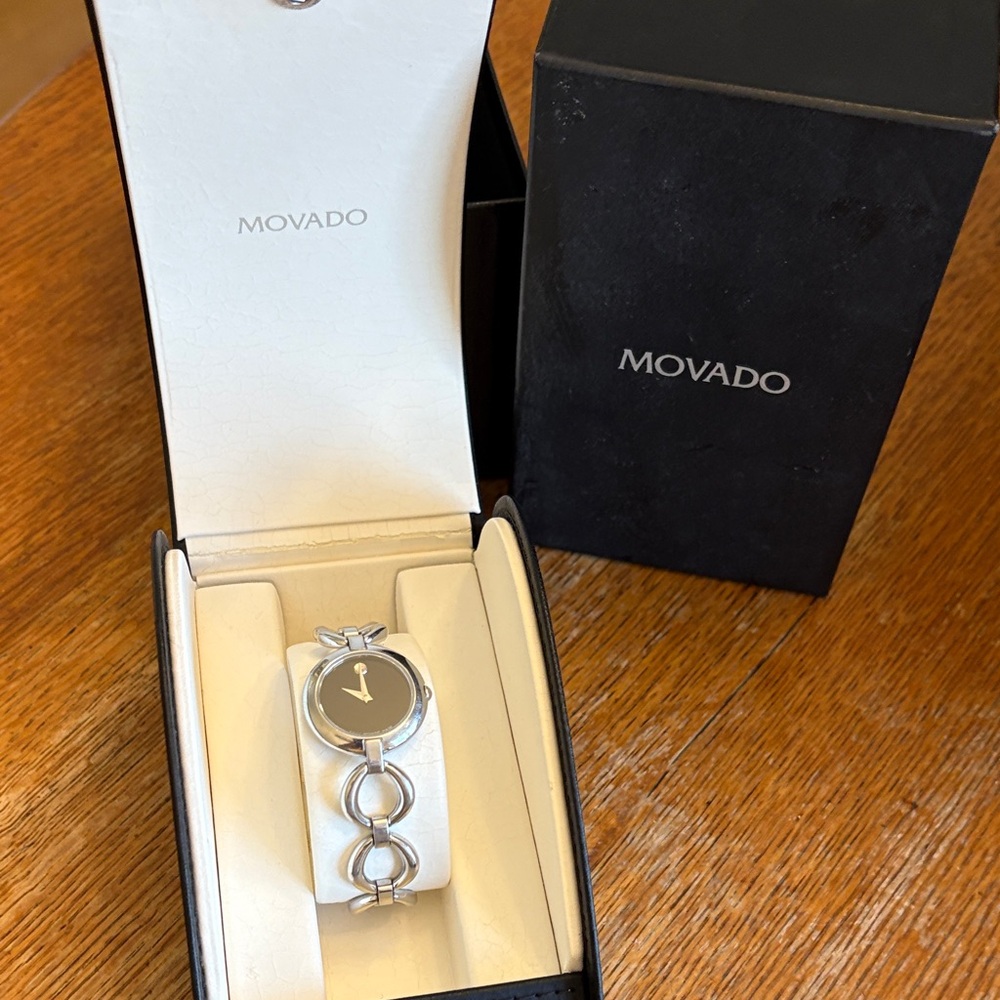 Movado Silver and Black Women's Watch